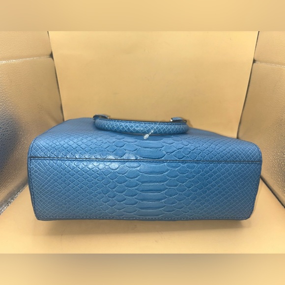 NWT MICHAEL KORS KELLEN SKY BLUE EMBOSSED Medium SATCHEL LEATHER MSRP $328 - Picture 11 of 14